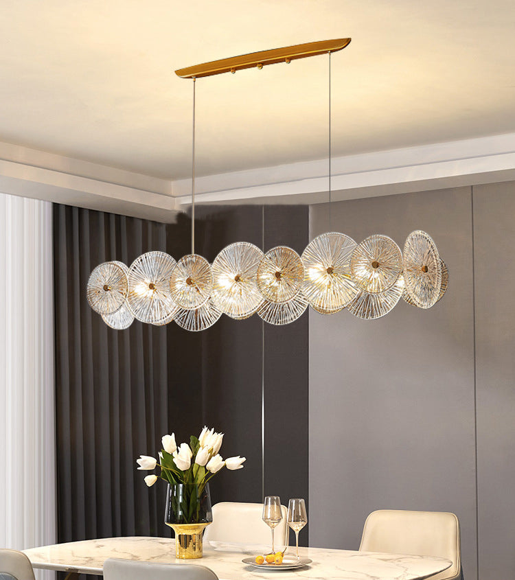 Modern Chandelier Circle Island Light Fixture Glass 12 Light Island Ceiling Light in Gold
