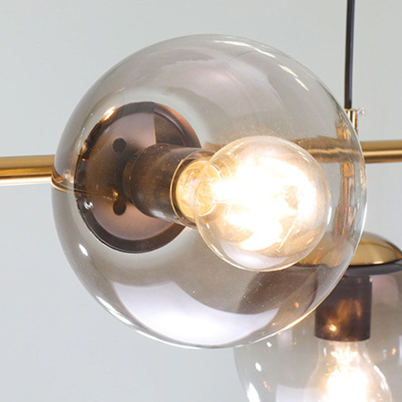 Zeitgenössische Ball Island Beleuchtung Glas 6 Lichter Kronleuchter Beleuchtungskörper