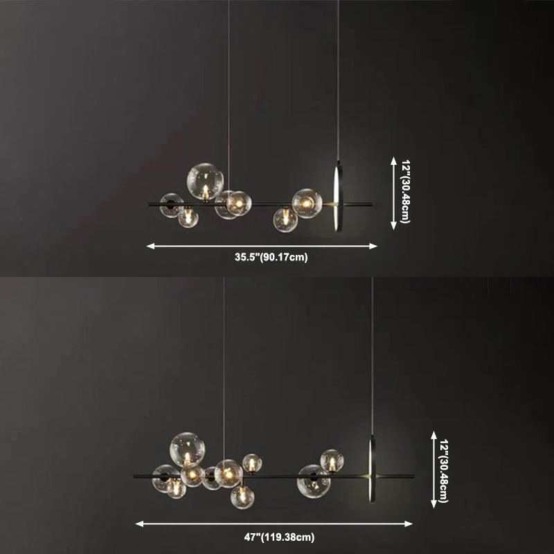 Metal and Clear Glass Shade chandelier light, Simple Linear island lighting fixtures