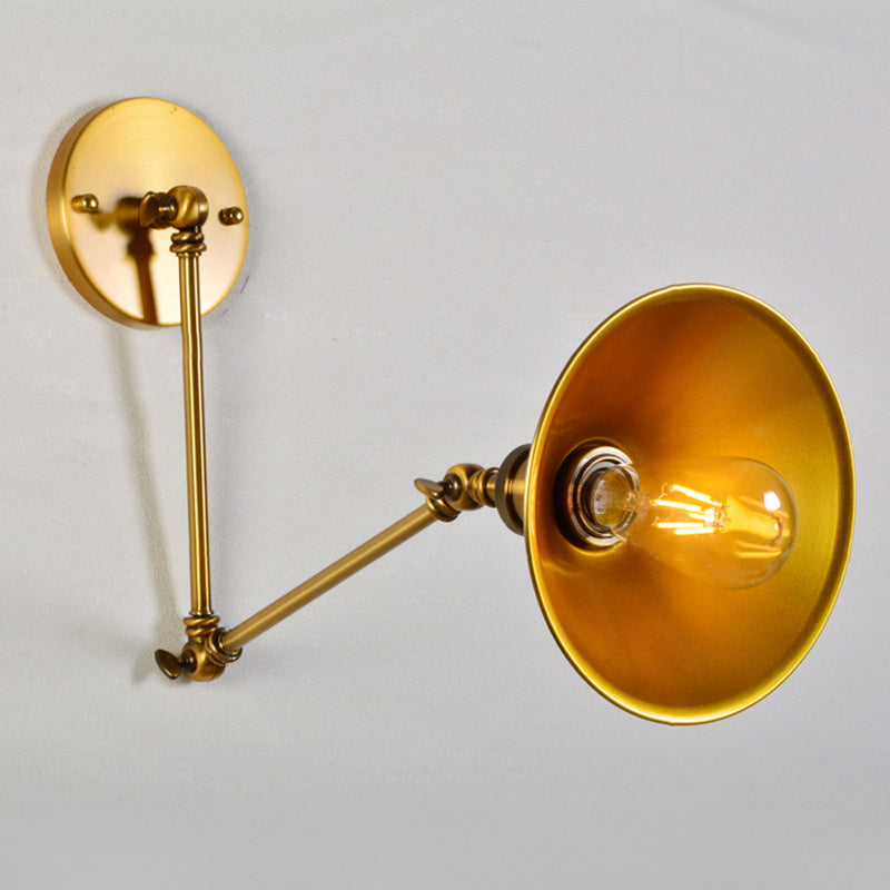 Tapered Cape Shade 1-Light Industrial Style Metal Wall Lighting in Gold