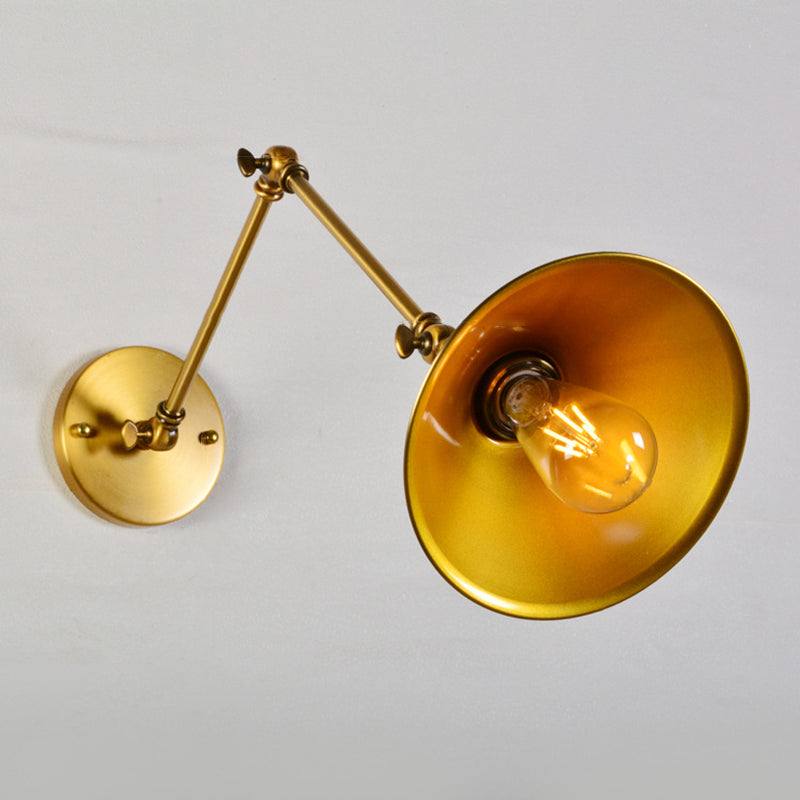 Tapered Cape Shade 1-Light Industrial Style Metal Wall Lighting in Gold