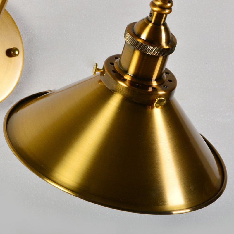 Tapered Cape Shade 1-Light Industrial Style Metal Wall Lighting in Gold