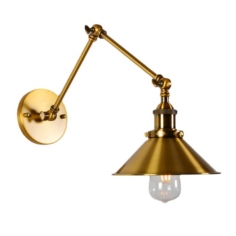 Tapered Cape Shade 1-Light Industrial Style Metal Wall Lighting in Gold
