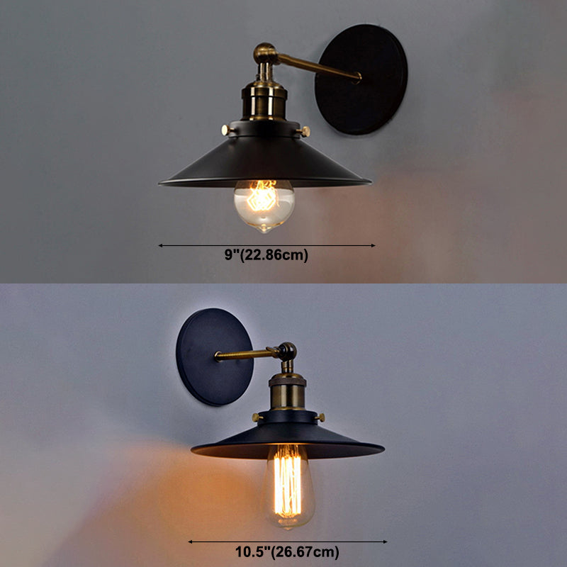 Tapered Cape Shade 1-Light Industrial Style Metal Wall Lighting in Black