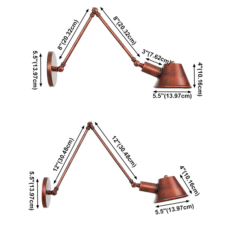 Adjustable Arms Wall Sconce Lighting Industrial Style Metal 1 Head Wall Mounted Light Fixture