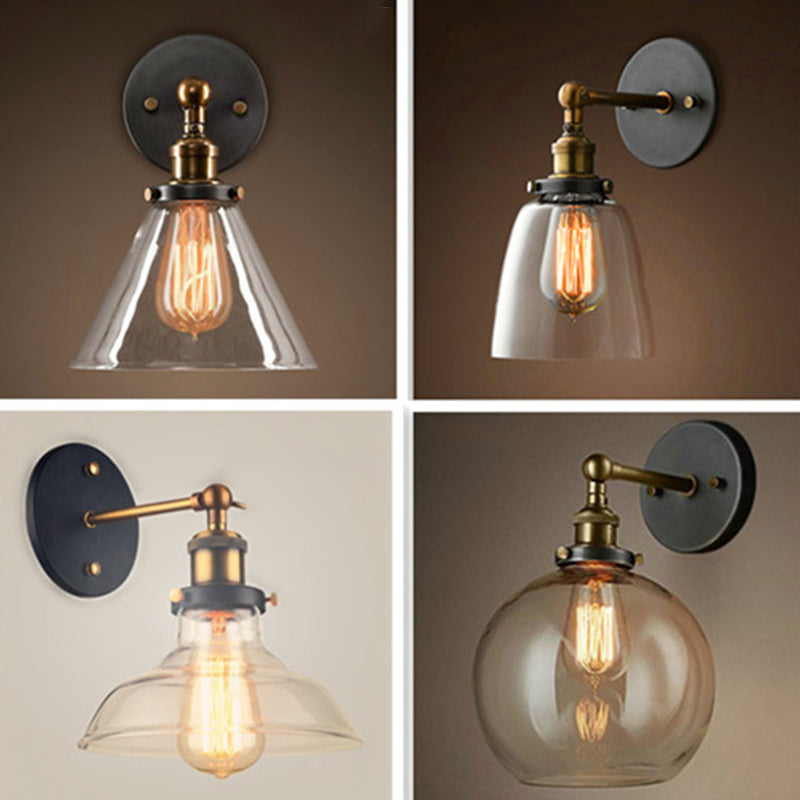 Indoor 1 Bulb Down Light Wandleuchten, industrielle klare Glasleuchte Leuchte