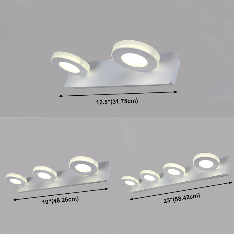 White Acrylic Vanity Light, Minimalist Indoor Circle Shade Linear Vanity Light