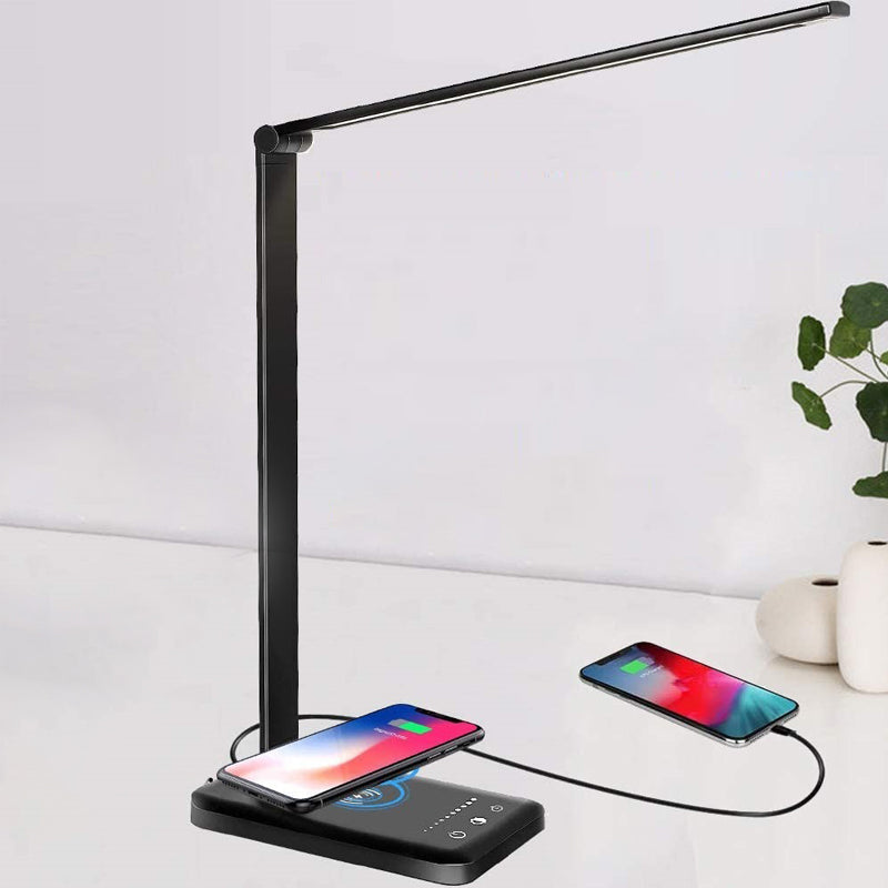 Lámpara de mesa USB con control táctil, luz de mesa LED plegable de metal estilo tarea para dormitorio