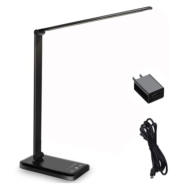 Lámpara de mesa USB con control táctil, luz de mesa LED plegable de metal estilo tarea para dormitorio