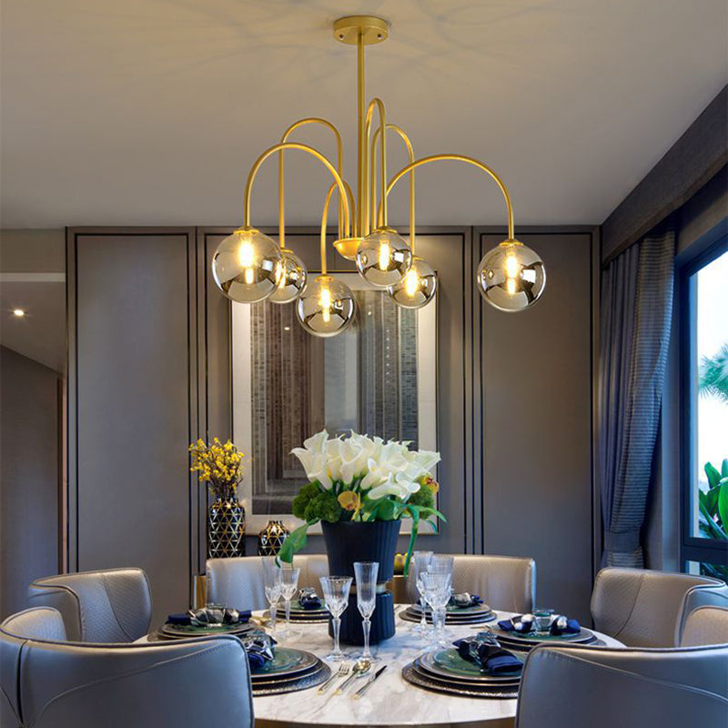 Modern Creative Globe Pendant Light Lacquered Iron Hanging Lamp with Glass Shade