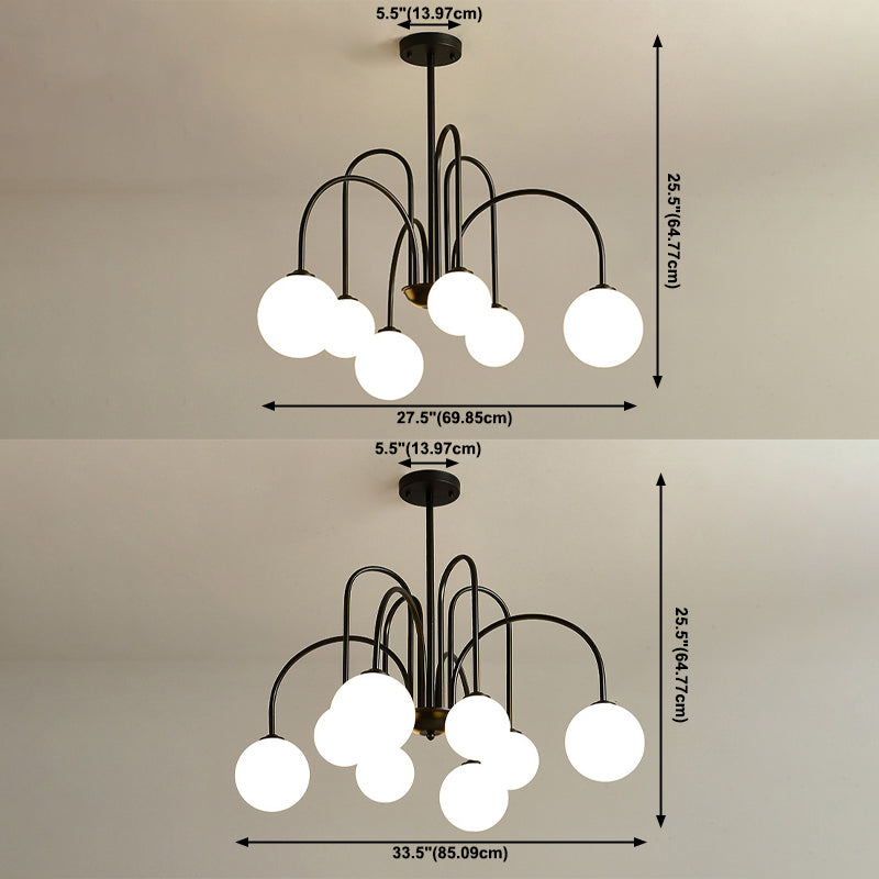 Modern Creative Globe Pendant Light Lacquered Iron Hanging Lamp with Glass Shade