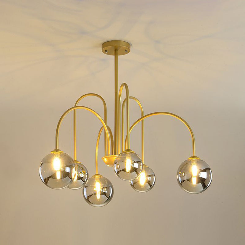 Modern Creative Globe Pendant Light Lacquered Iron Hanging Lamp with Glass Shade