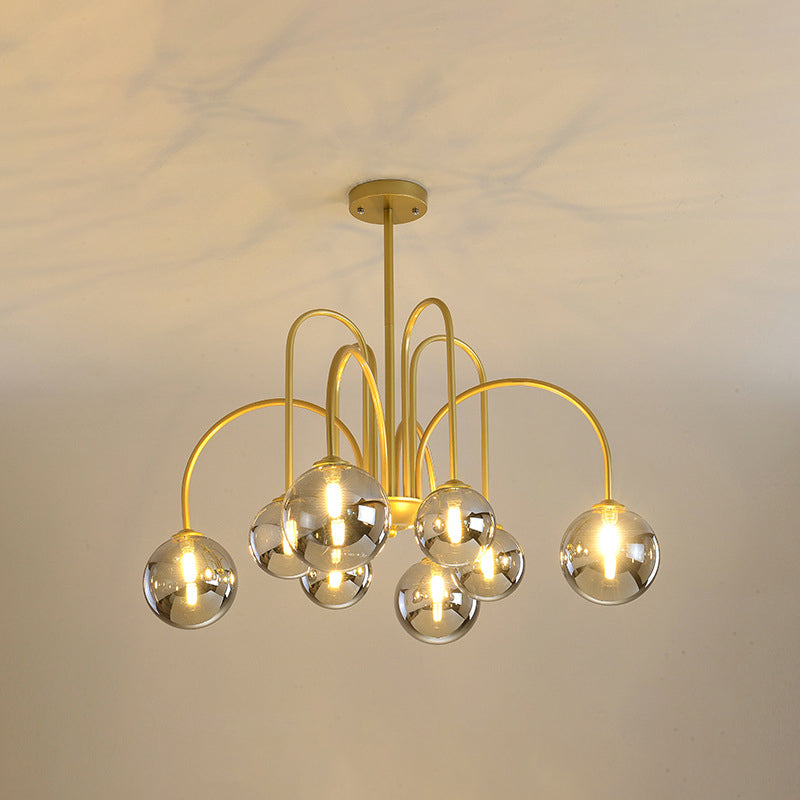 Modern Creative Globe Pendant Light Lacquered Iron Hanging Lamp with Glass Shade