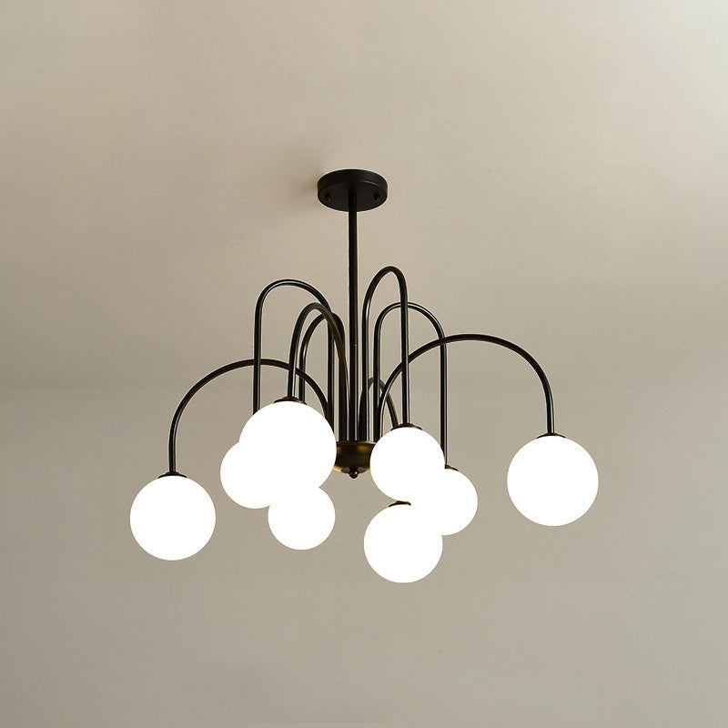 Modern Creative Globe Pendant Light Lacquered Iron Hanging Lamp with Glass Shade