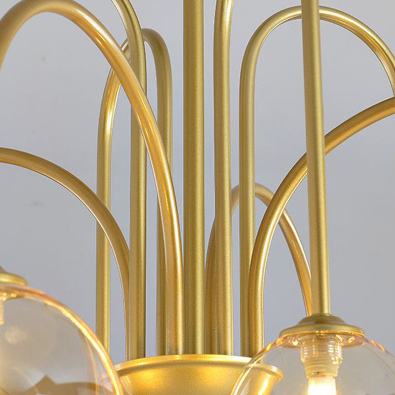 Modern Creative Globe Pendant Light Lacquered Iron Hanging Lamp with Glass Shade