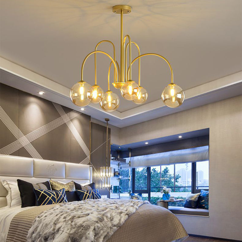 Modern Creative Globe Pendant Light Lacquered Iron Hanging Lamp with Glass Shade