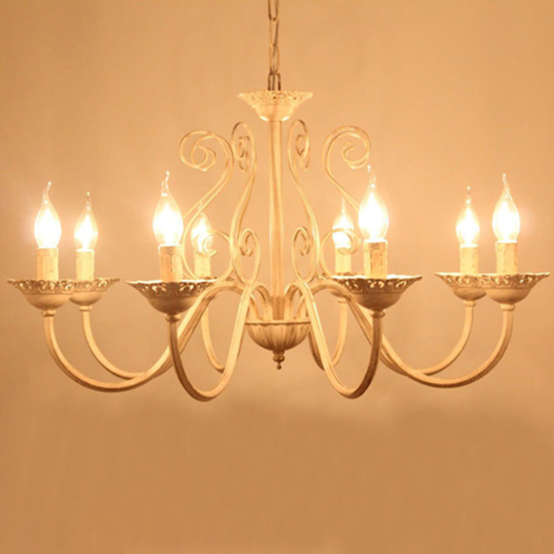 8-Lights Metal Hanging Ceiling Light Modern Style Curved Arms Suspension Pendant Light