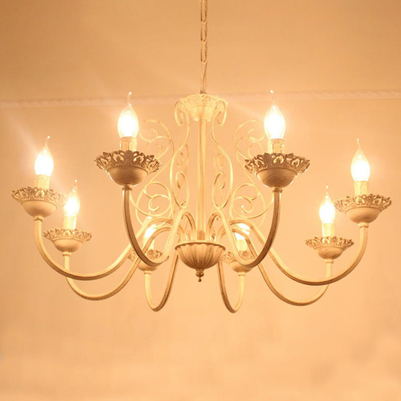 8-Lights Metal Hanging Ceiling Light Modern Style Curved Arms Suspension Pendant Light