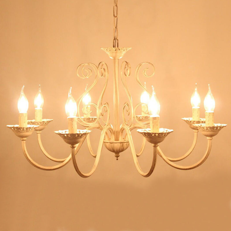 8-Lights Metal Hanging Ceiling Light Modern Style Curved Arms Suspension Pendant Light