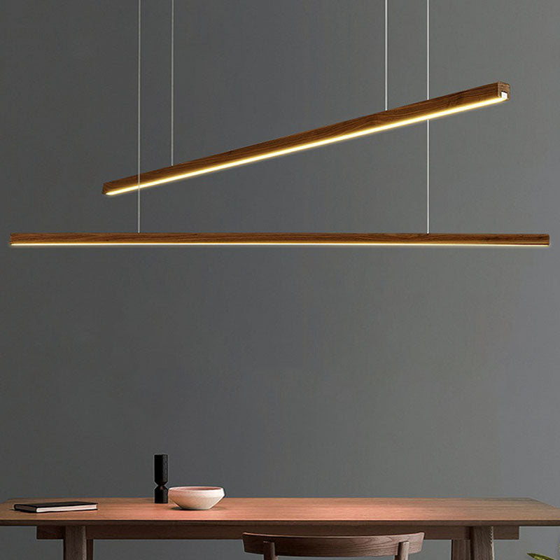 Acrylic and Wood chandelier light, Simple Linear island lighting fixtures for Kitchen Island