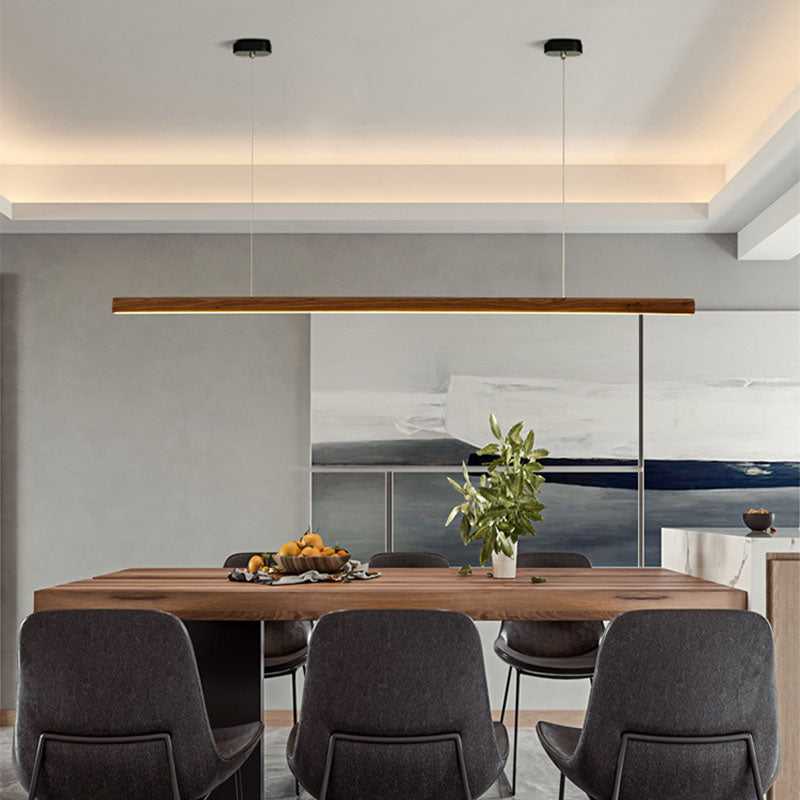 Acrylic and Wood chandelier light, Simple Linear island lighting fixtures for Kitchen Island