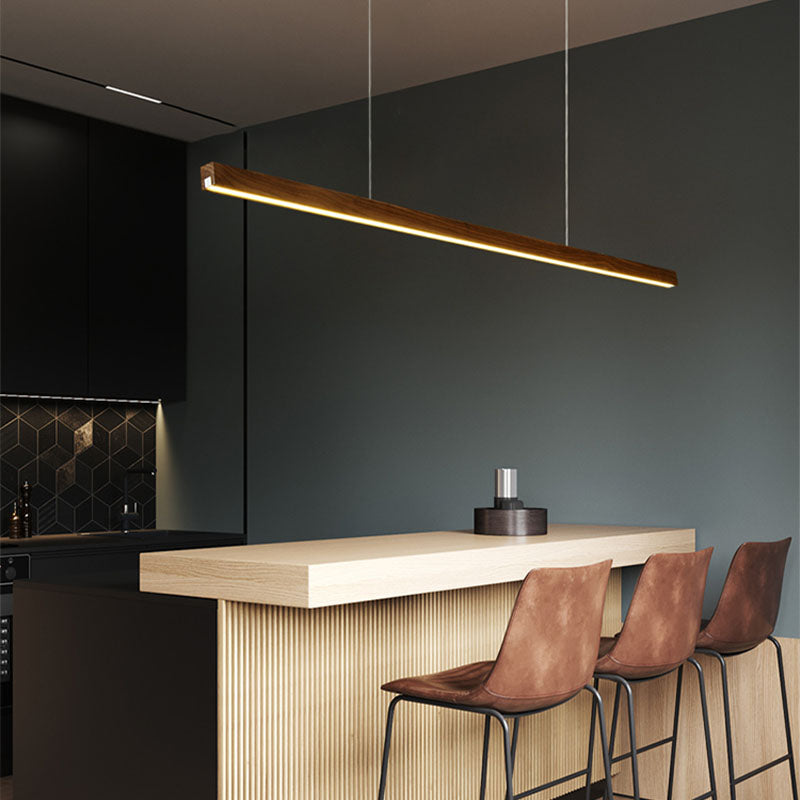 Acrylic and Wood chandelier light, Simple Linear island lighting fixtures for Kitchen Island