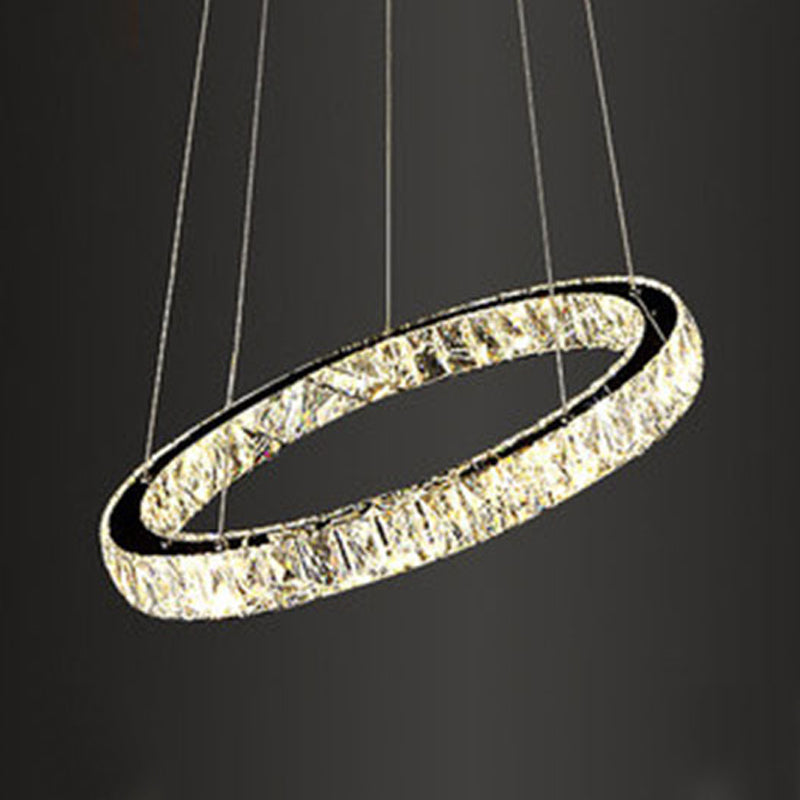 Orbicular Crystal Hanging Ceiling Light Modern Style Clear Chandelier Ceiling Lamp
