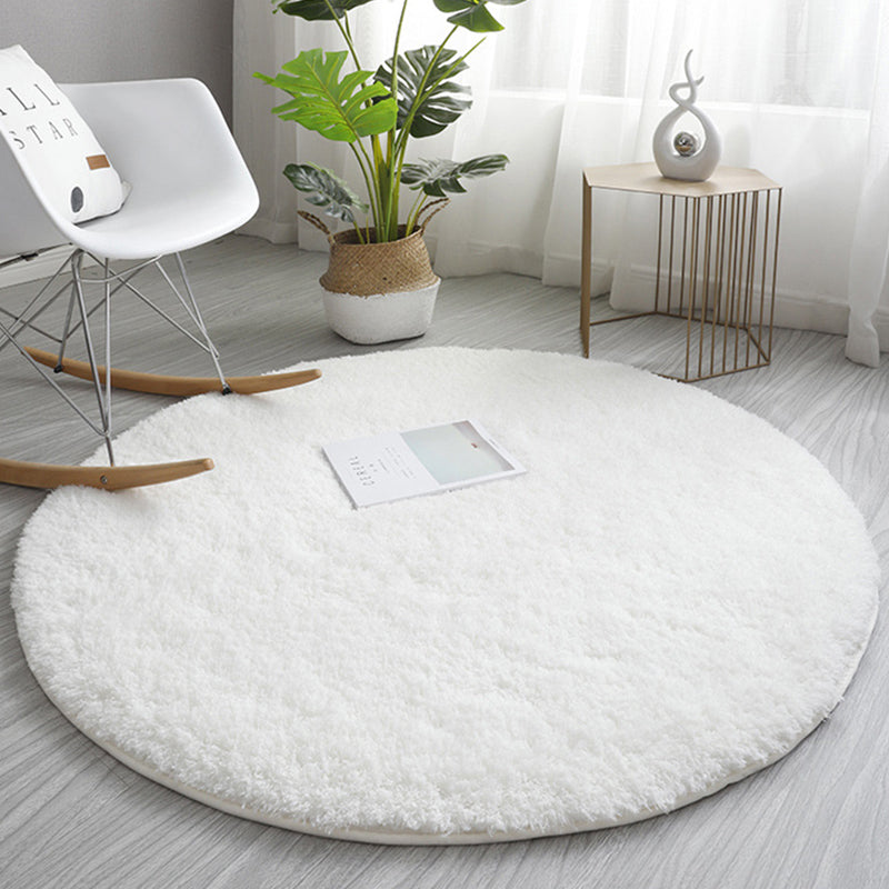 Lässiger runder Shag Teppich moderner, farbiger Teppichfleckfest -Resistent Polyester Fläche Teppich für Wohnzimmer