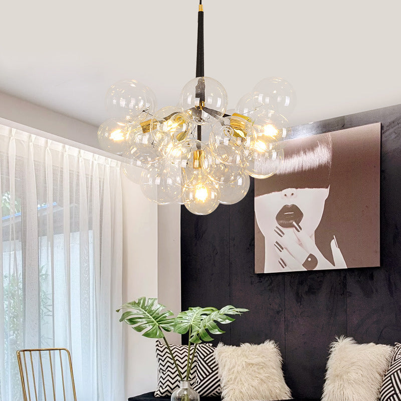 Globe Chandelier Light Fixture Vintage Clear Glass Pendant Lighting for Restaurant