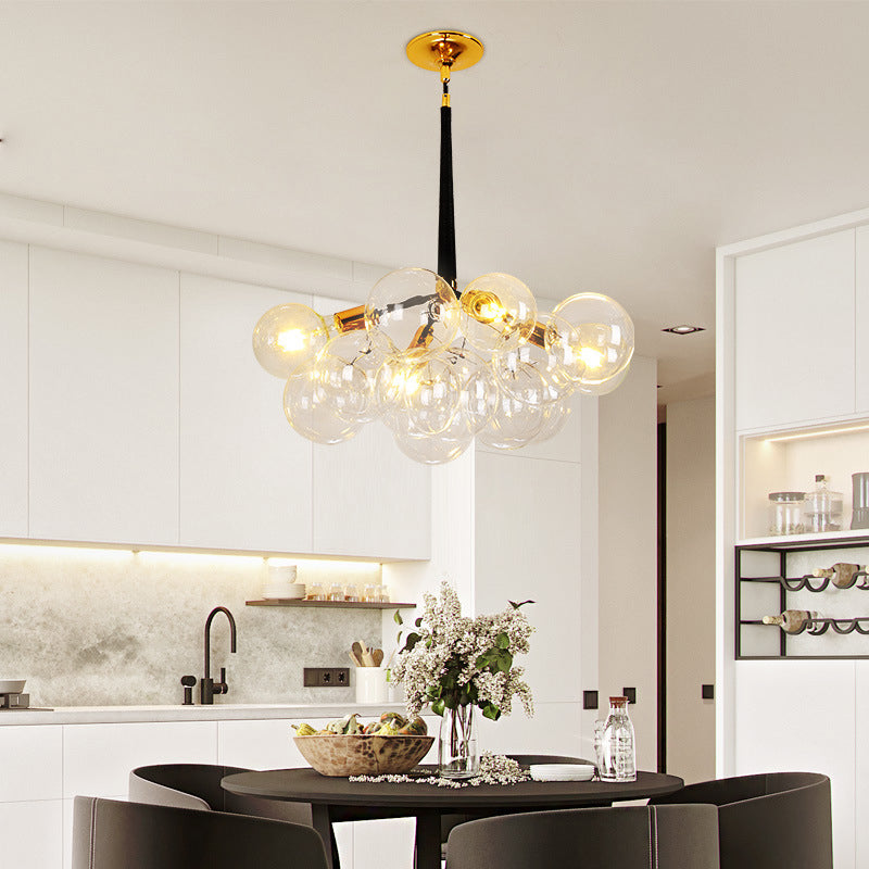 Globe Chandelier Light Fixture Vintage Clear Glass Pendant Lighting for Restaurant