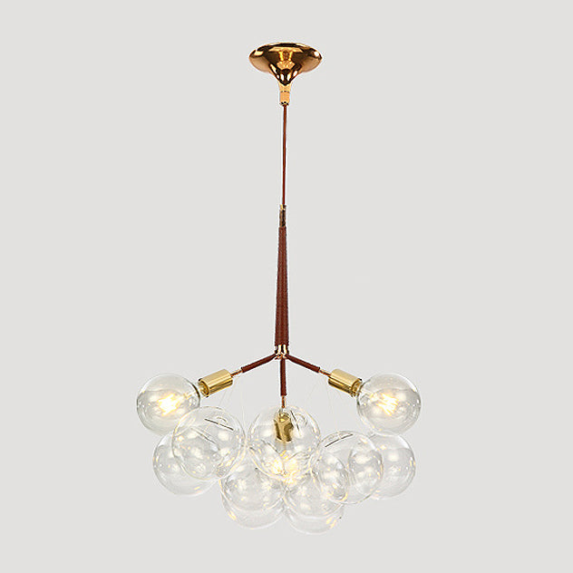 Globe Chandelier Light Fixture Vintage Clear Glass Pendant Lighting for Restaurant