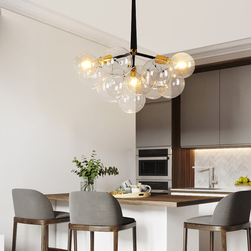Globe Chandelier Light Fixture Vintage Clear Glass Pendant Lighting for Restaurant