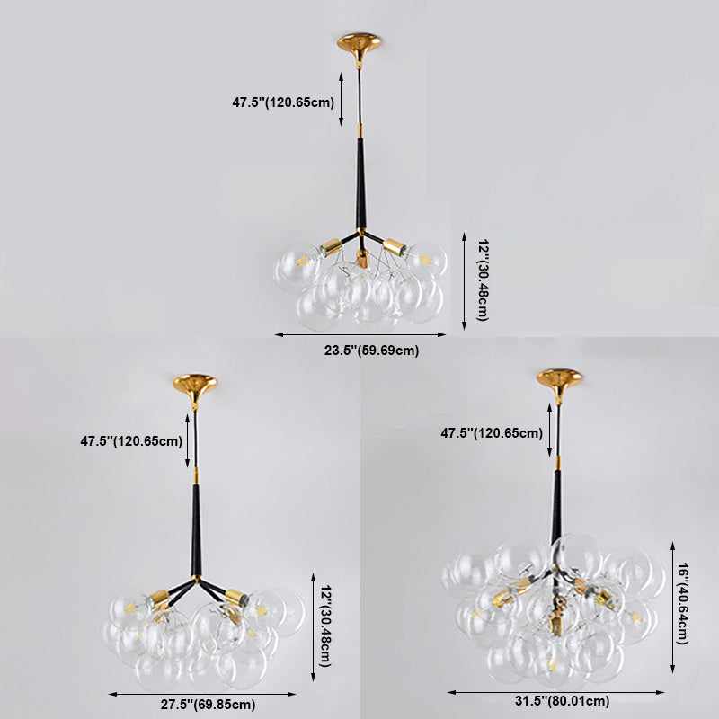 Globe Chandelier Light Fixture Vintage Clear Glass Pendant Lighting for Restaurant