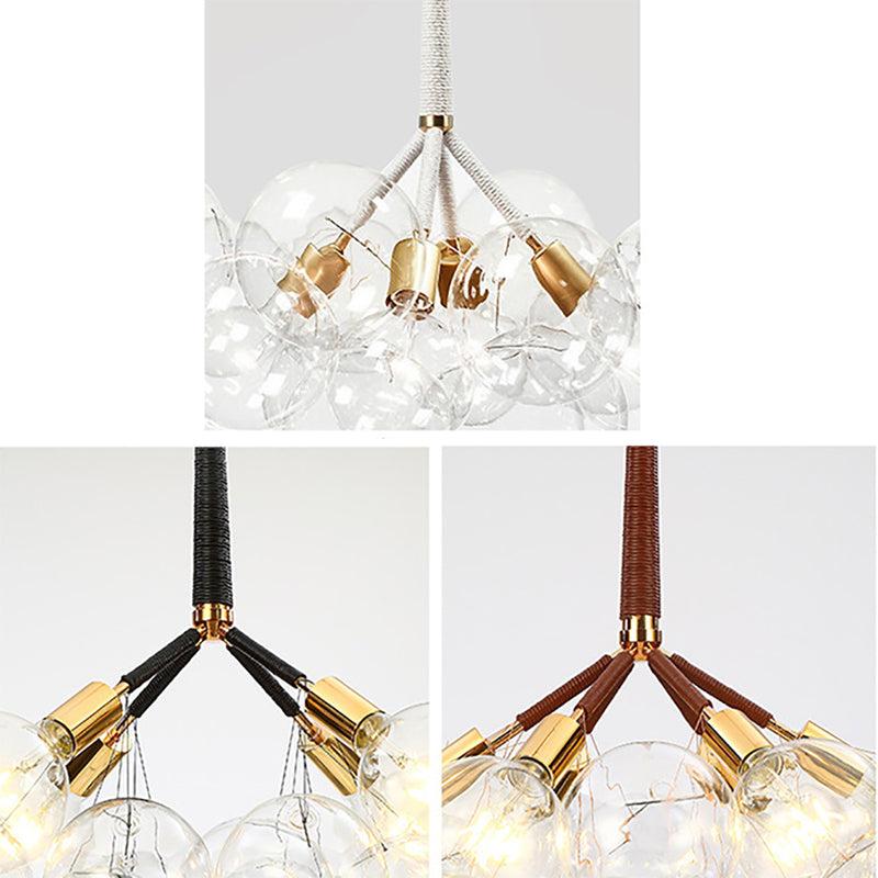 Globe Chandelier Light Fixture Vintage Clear Glass Pendant Lighting for Restaurant