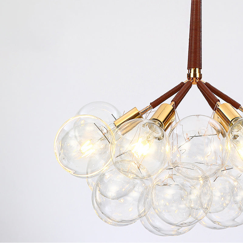 Globe Chandelier Light Fixture Vintage Clear Glass Pendant Lighting for Restaurant