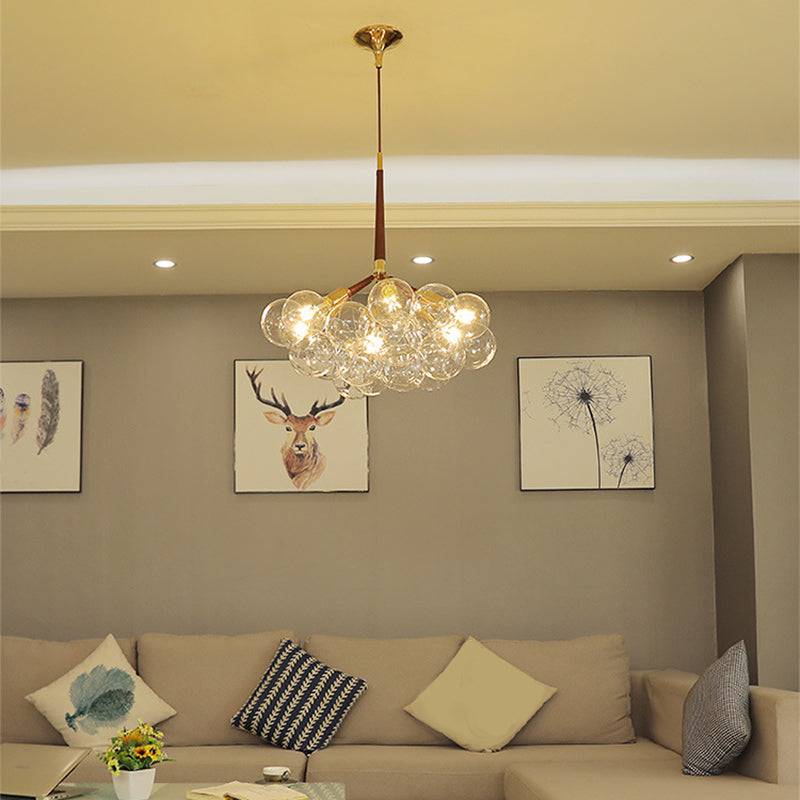Globe Chandelier Light Fixture Vintage Clear Glass Pendant Lighting for Restaurant