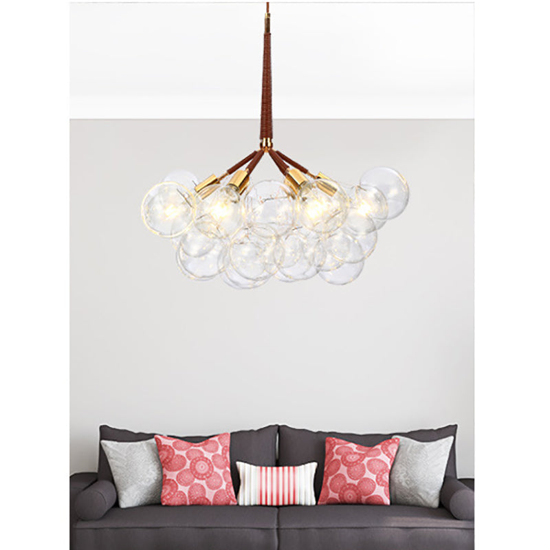 Globe Chandelier Light Fixture Vintage Clear Glass Pendant Lighting for Restaurant