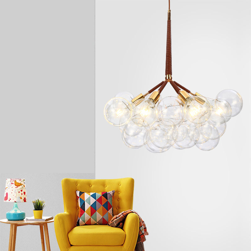 Globe Chandelier Light Fixture Vintage Clear Glass Pendant Lighting for Restaurant