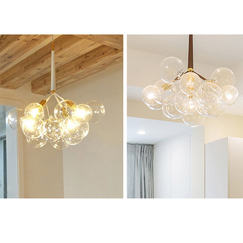 Globe Chandelier Light Fixture Vintage Clear Glass Pendant Lighting for Restaurant