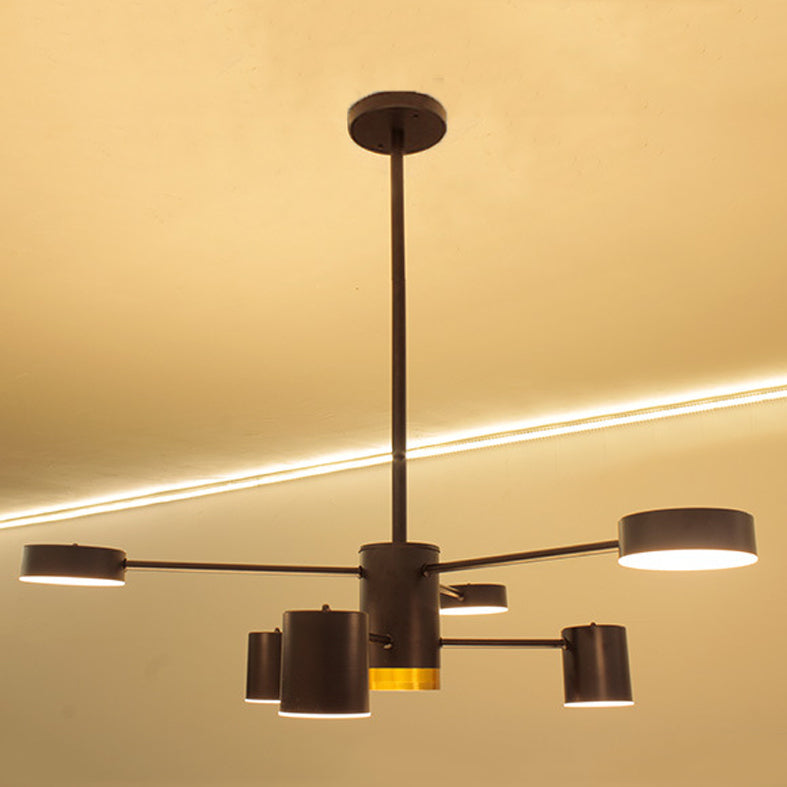 Black Spoke-Like Chandelier Lighting Fixture Simple Style Metal Pendant Chandelier