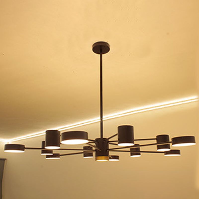Black Spoke-Like Chandelier Lighting Fixture Simple Style Metal Pendant Chandelier