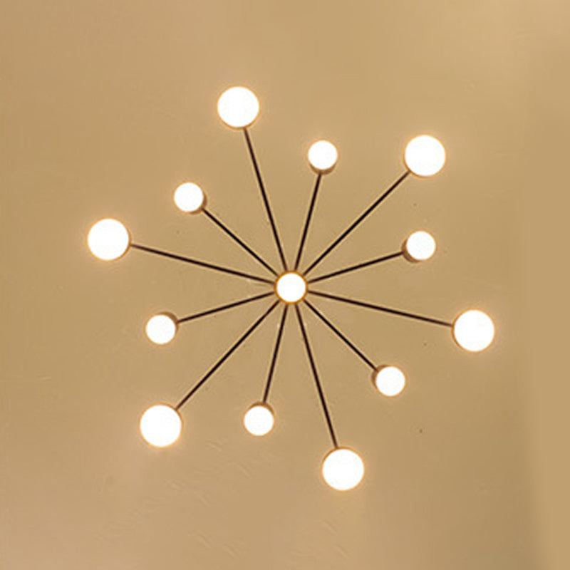 Black Spoke-Like Chandelier Lighting Fixture Simple Style Metal Pendant Chandelier