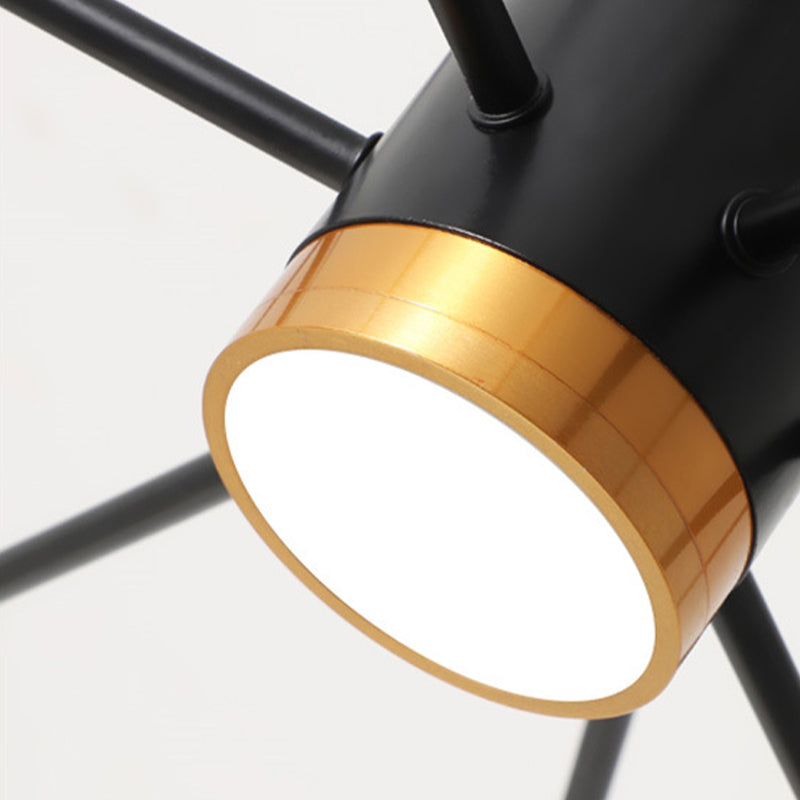 Black Spoke-Like Chandelier Lighting Fixture Simple Style Metal Pendant Chandelier