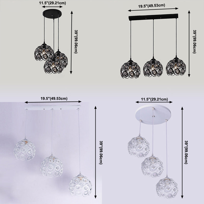 Cristal incrusté orbe suspendu luminaire d'éclairage de style moderne pour salle à manger