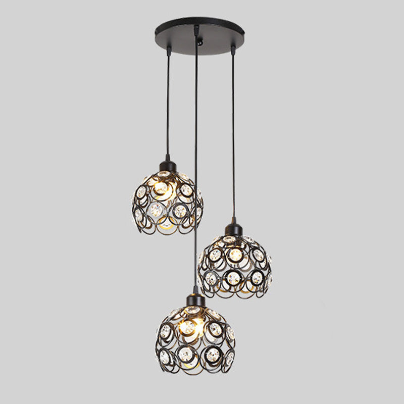 Cristal incrusté orbe suspendu luminaire d'éclairage de style moderne pour salle à manger