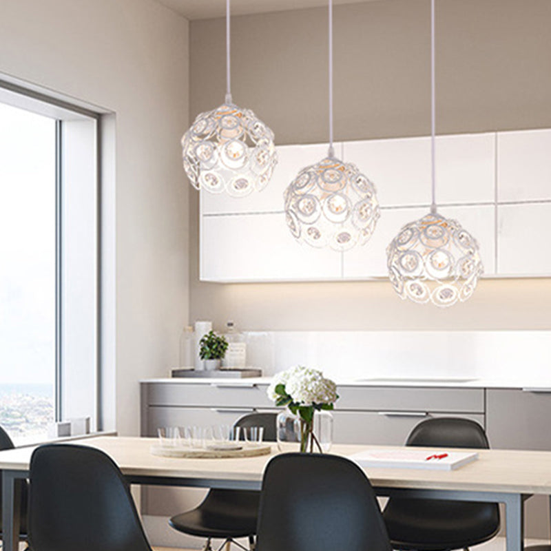 Cristal incrusté orbe suspendu luminaire d'éclairage de style moderne pour salle à manger
