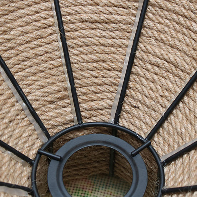 Fun a sospensione della corda di canapa a drum, illuminazione del ristorante industriale in beige