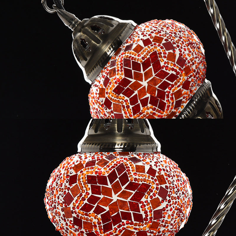 Asian Lantern Nightstand Light 1 Bulb Hand Cut Glass Night Lamp with Gooseneck Arm for Drawing Room