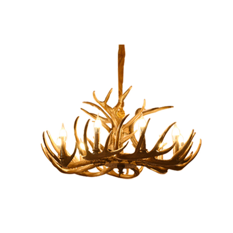 Candelabra Chandelier Pendant Light Traditional Distressed Wood Resin Suspension Pendant Light