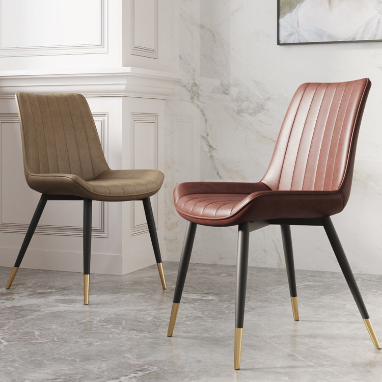 Silla auxiliar de cuero escandinava para sala de estudio Sillas de comedor Parsons con acabado mate